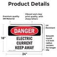 thumbnail image 2 of (2 Pack) Electric Current Keep Away OSHA Danger Sign 24 Inch X 18 Inch Vinyl Label Decal Sticker Weather Resistant, UV Protected for Workplace, Business, and Construction Site, Made in, 2 of 7