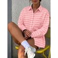 thumbnail image 6 of Oversized Button Down Shirts for Women Shirt Long Sleeve Collared Blouses with Pocket Beach Outfit Pink S, 6 of 10