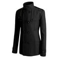 thumbnail image 5 of SPRING PARK Men's Winter Long Sleeve Thick Lapel Collar Double-breasted Pockets Woolen Slim Trench Coat, 5 of 6