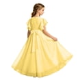 thumbnail image 5 of ZHOGXU Kids Classic Dresses For Girls Fly Sleeve O Neck Solid Color Flowy Pleated Gown Birthday Party Outfit, 5 of 6