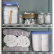 Hefty 32 Qt. Clear Plastic Storage Bin with Blue HI-Rise Lid, 6 Pack