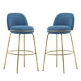 thumbnail image 5 of Olurrisa Indoor Metal Upholstered Barstool, Gold Finished Frame and Blue Upholstery, Set of 2, 5 of 8