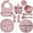 Rose Quartz, variant on HippoBaby Baby Led Weaning Supplies | 10 Piece Silicone Feeding Set | Baby Toddler Bib Cup Divided Plate and Bowl Self Feeding Spoons Dish Set | Toddler Feeding Supplies (Rose Quartz)