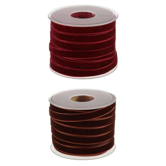 Serenable 40 Yard 10mm Wide Velvet Ribbon Roll for Crafts red Brown
