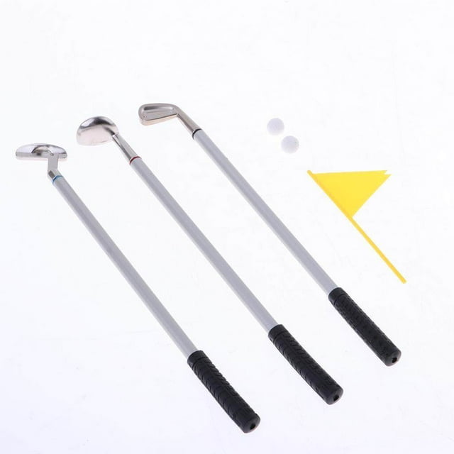 pitrice Golf Pen Set Mini Desktop Golf Game Putting Green Flag Ballpoint Pens Yellow