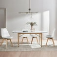 thumbnail image 5 of YANSUN Set of 4 Dining Kitchen Mid-Century Modern Chairs with Wood Legs and PU Leather Cushion for Living Room Bedroom Outdoor Lounge, White, 5 of 5