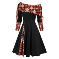 thumbnail image 1 of Qertyioot Robe à Imprimé de Noël pour Femmes, Robe Décontractée Vintage à Manches Longues pour l'Hiver, 1 of 4