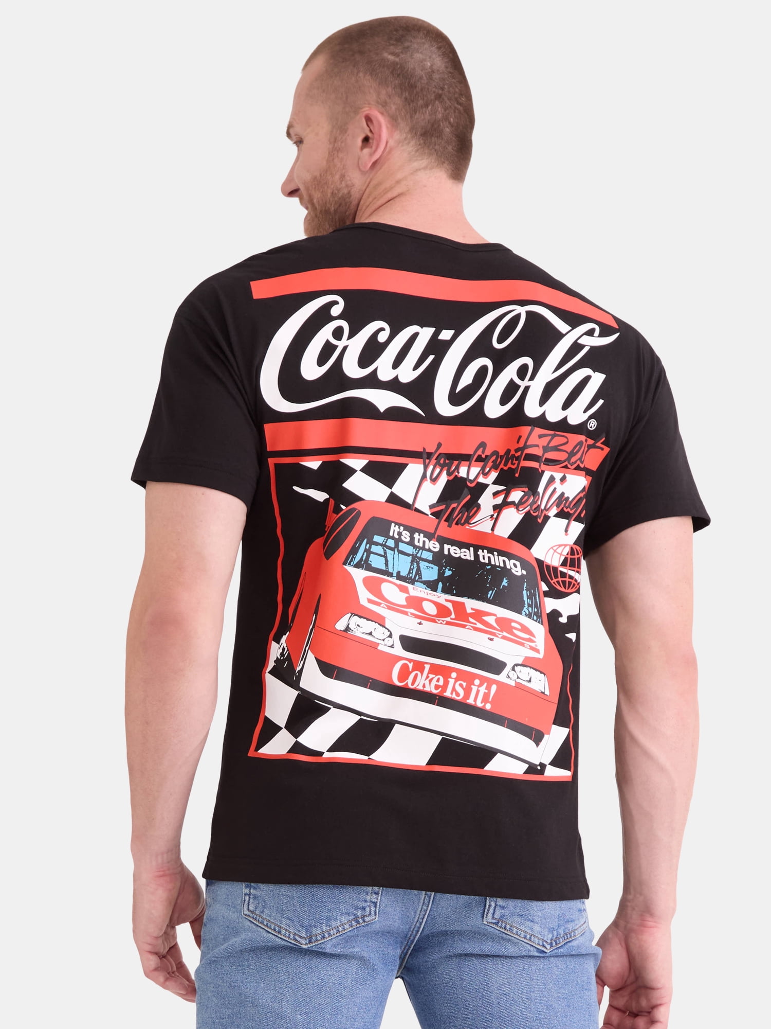 Coca-Cola Racing Men's and Big Men's Front Back Graphic Pocket Tee, Sizes S-3XL