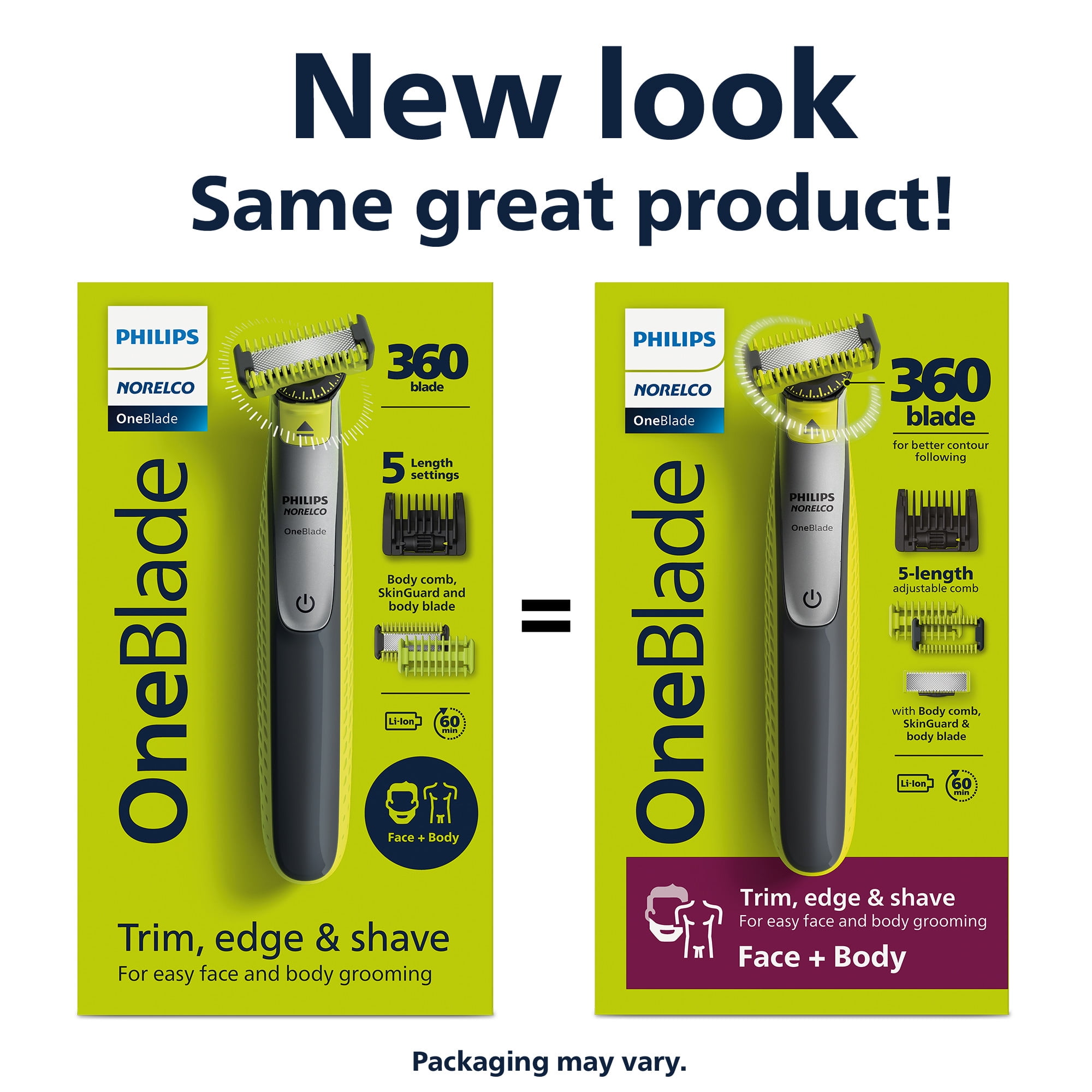 Philips Norelco Oneblade 360 Face+Body Groomer, 5-In-1 Men's