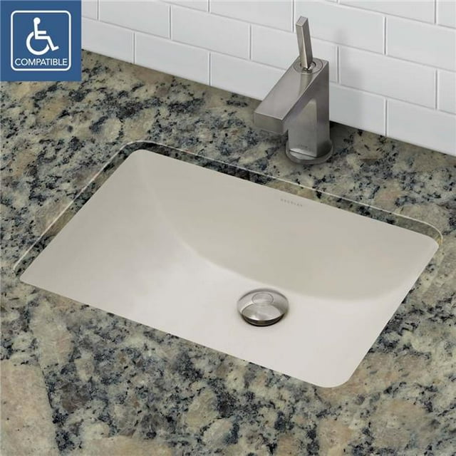 21 x 15 in. Rectangular Undermount Vitreous China Bathroom Sink, Ceramic Biscuit