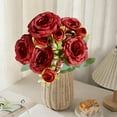 thumbnail image 6 of ZhyrZng 5 Heads Artificial Rose Bouquet - Realistic Silk Fake Flower Bush for Wedding Home Office Decoration & Valentine's Day Floral Arrangement featuring Long Stalk, 6 of 7