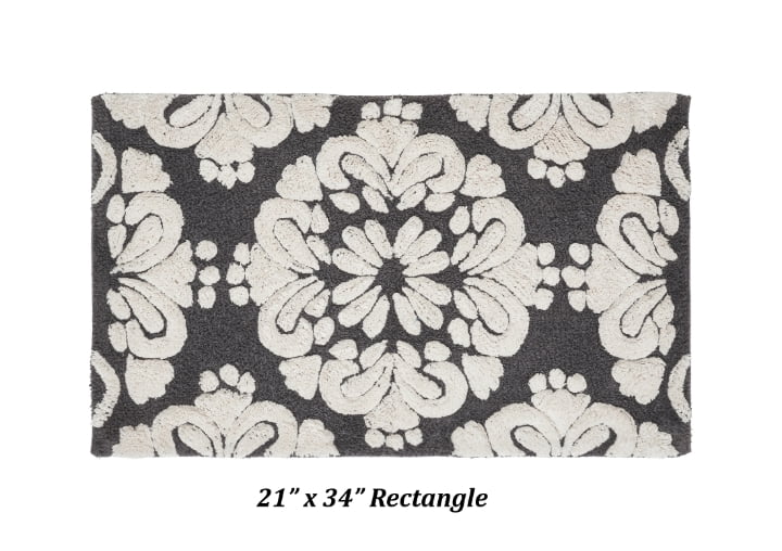 Better Trends Medallion 100 Cotton 21" x 34" Bath Rug Charcoal