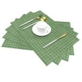 thumbnail image 2 of YFYANG Washable Heat-Resistant Placemats, 70% PVC/30% Polyester, Green Plaid Stripes Kitchen Table Mat, 12" x 18" 6 Piece, 2 of 6