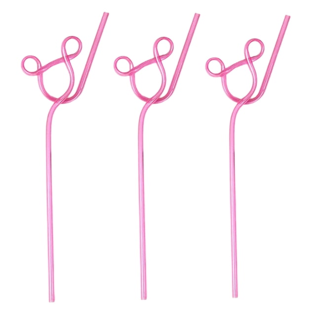 3 pajitas divertidas para niños y adultos, pajitas de plástico reutilizables con forma de lazo y diseño loco para actividades en el aula, día de San Valentín