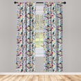 thumbnail image 4 of Ambesonne Unicorn Window Curtains, Pineapples Leaves Bananas, Each 28" W x 95" L, Earth Yellow Turquoise, 4 of 4