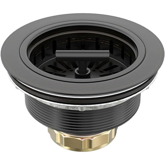 3-1/2 Inch Bronze Kitchen Sink Drain Assembly Kit - Oil Rubbed Bronze Stainless Steel with Strainer Basket/Drain Stopper