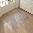 thumbnail image 3 of ODIKA 3'x5' Blush Pink Powder Blue Botanical Boho Washable Throw Rug Airy Bloom Scatter Contemporary Frame Foliage Sprays Stain Resistant, Low Profile, Non-Slip for Entryway, Kitchen, Mudroom, 3 of 7