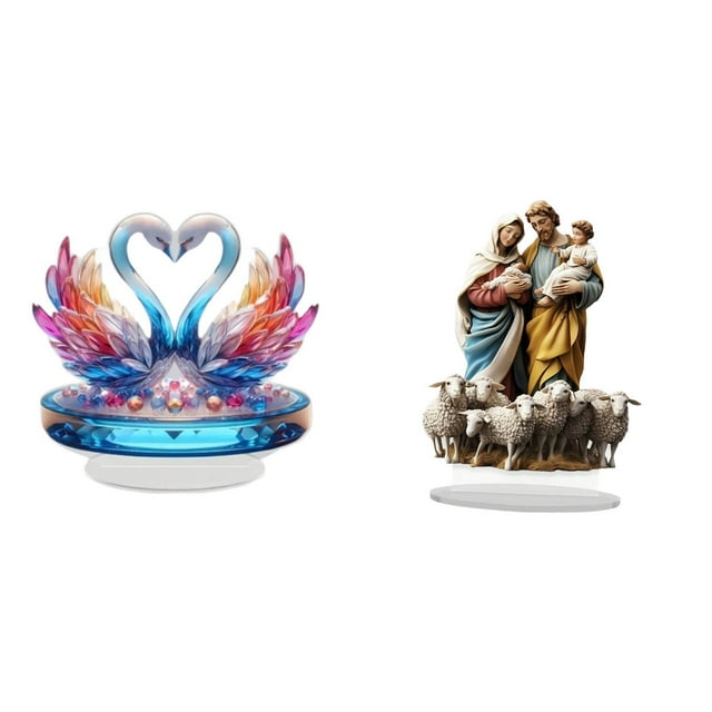 Escultura De Cisne Acrílico, Centro De Mesa, Decoración única De Gabinete Plano 2D, Estantería, Oficina, Regalo DIY, Decoración Del Hogar, Adorno Navideño