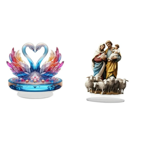 Escultura De Cisne Acrílico, Centro De Mesa, Decoración única De Gabinete Plano 2D, Estantería, Oficina, Regalo DIY, Decoración Del Hogar, Adorno Navideño