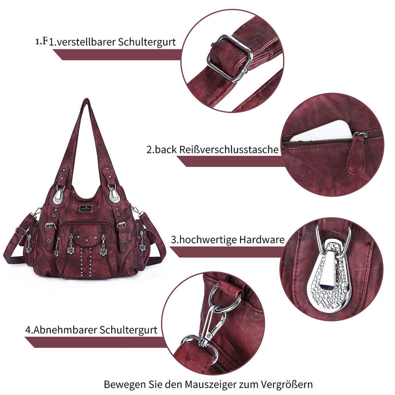 Angel Kiss for Women Large capacity Vegan Leather wallet and Handbags Crossbody Purses Multi pocket shoulder bag