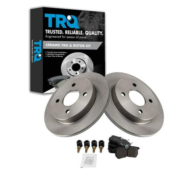TRQ Rear Brake Pad & Rotor Kit Brake Pads Brake Rotor Ceramic Fits Select 2001-2007 Ford Focus