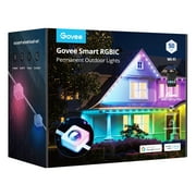 Govee 50ft RGBIC Smart White Permanent Outdoor LED Strip Lights with 36 Lights, Color-Changing, IP67 Waterproof, WiFi + Bluetooth, Patio, Garden Decor, Holiday Lighting