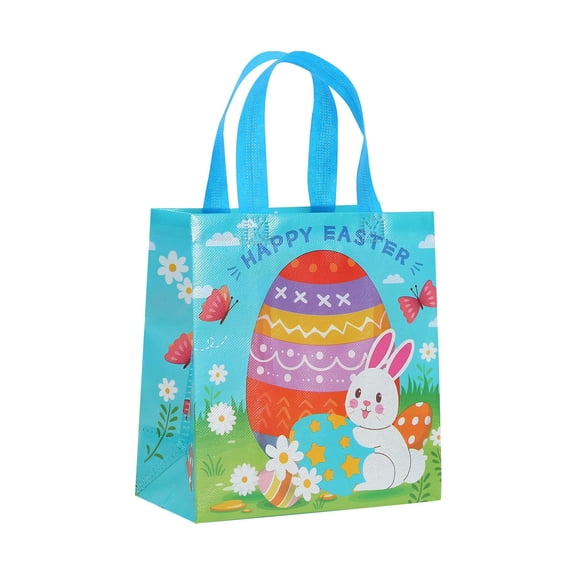 Easter Tote Bags, Reusable Easter Bunny Gift Bags with Handles, Easter Non-woven Bunny Bags with Handles, Easter Treat Bag Goodie Gift Bags for Easter Party Favors