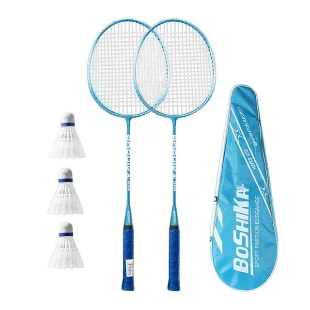 koolsoo 2x Badminton Racquet Set Badminton Replacement Set for Beach Outdoor Playing blue