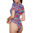 thumbnail image 3 of KLL Women 's Crew Neck Bodysuit Jumpsuits Sea Stars Print Short onesies Stretch T Shirts, 3 of 7
