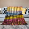 thumbnail image 2 of Fenyluxe Flowers Mountains Sunset Throw Blanket for Couch Sofa Bed Office Travel Camping School Flannel Blanket All Seasons Long-Lasting Blanket 40x50in, 2 of 6