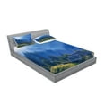 thumbnail image 2 of Ambesonne Forest Fitted Sheet & Pillow Sham Set, Mountain Village Ukraine, Queen, Green Blue, 2 of 2