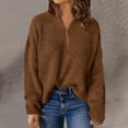 thumbnail image 1 of MKLEKYY Chandails à Col en V pour Femmes Chandails pour Femmes Manches Longues 1/4 Zip Pull Col Roulé Chandail pour Femmes, 1 of 1