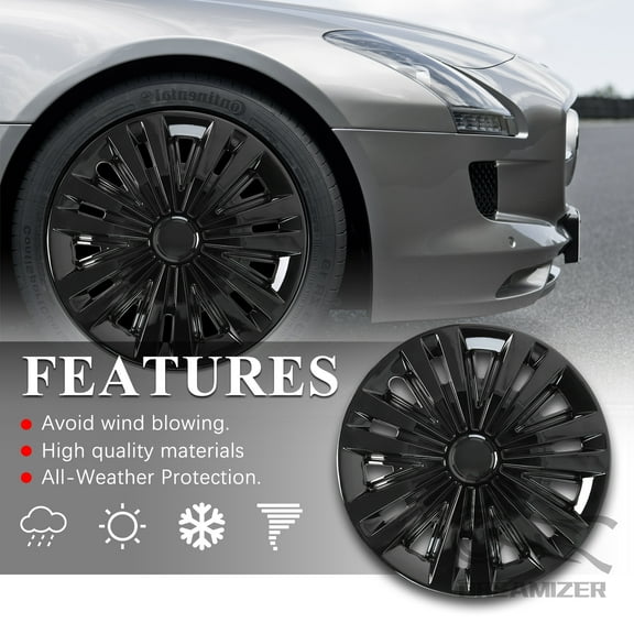 16 inch Hubcaps Set of 4, Automotive Wheel Tire Covers, Wheel Rim Cover Compatible/Replacement with Toyota Volkswagen VW Chevy Nissan Sentra Honda Civic Mazda Dodge Ford Kia Subaru Scion