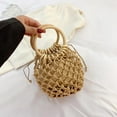 thumbnail image 5 of Bolso de mano mini para mujer, tipo cubo de agua, con cordón, tejido a mano, para playa, con red de pesca, 5 of 5
