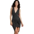 thumbnail image 2 of J. METHOD Women's Sleeveless V-Neck Wrap Dress Asymmetric Twist Front Skirts Draped One Piece NEWDR56 Charcoal L, 2 of 6