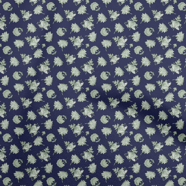 oneOone Rayon Blue Fabric Jacobean Floral Craft Projects Decor Fabric Printed By The Yard 56 Inch Wide