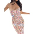 thumbnail image 2 of Kmbangi Robe Femme, Bretelles Spaghetti Sans Manches Dos Nu Ajustée Imprimé Floral Longues Robes, 2 of 5
