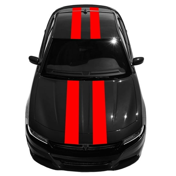 Clausen's World 9" Double Center Racing Stripes Vinyl Decal - Compatible with Dodge Charger