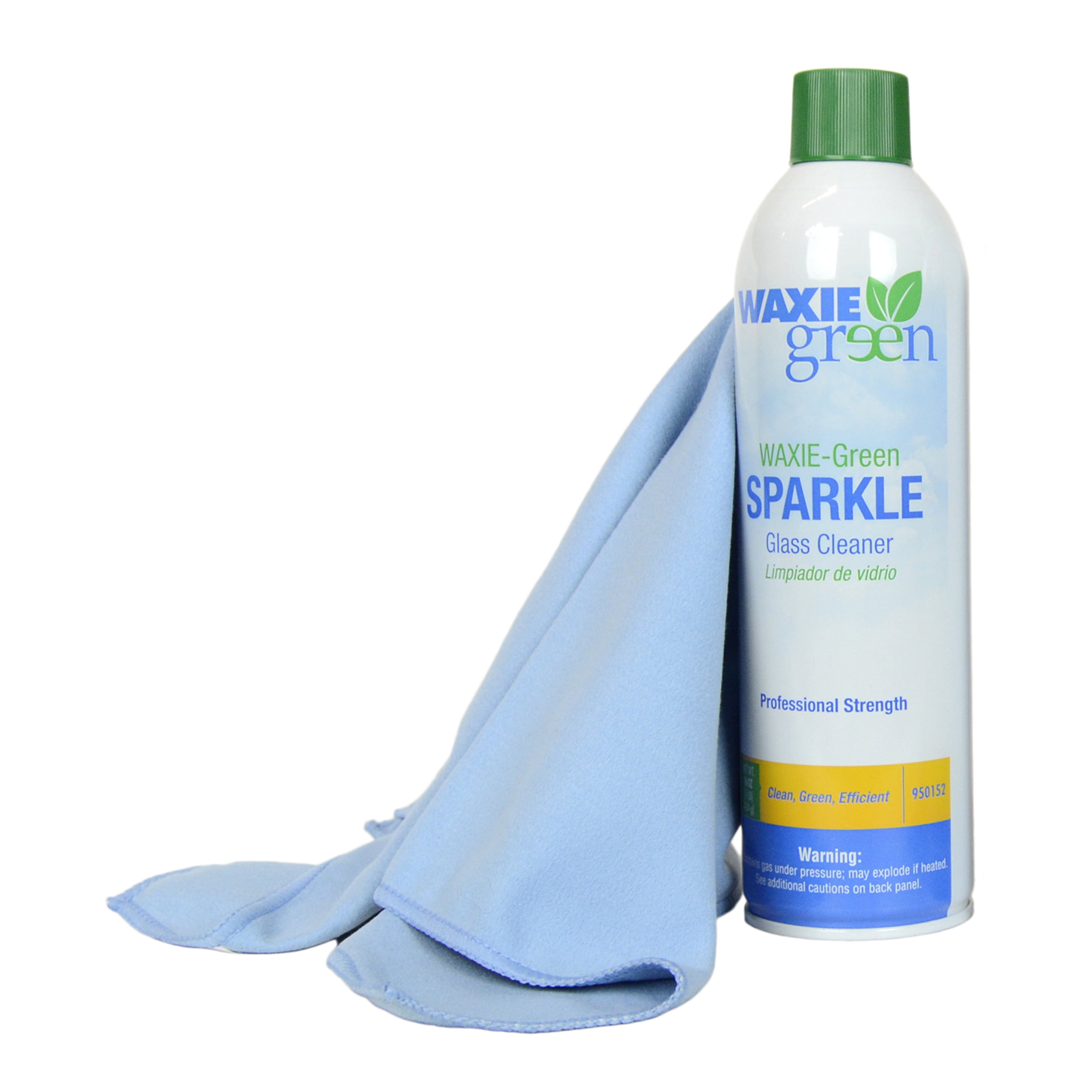 Waxie Green 16oz Sparkle Streak Free Glass Cleaner Blue Microfiber Cloth Walmart Com Walmart Com