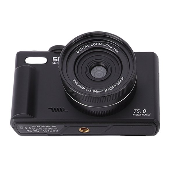 Cámara Digital De 5k 75MP Con WiFi,Autocomontense De Zoom De 18x,Pantalla De Volteo De 3 Pulgadas,Cámara De Vlog Con Tarjeta De 32GB Y 2 Baterías Para Fotografía De Viaje