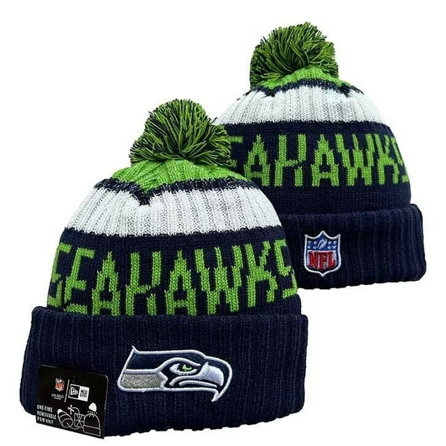 Seattle Seahawks Sport Fans Cuffed Stylish Toque Cap Knitted Beanie Hat 2024 Woolen Winter Football Cap Sport