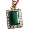 Gold Plated Green Stone Square Charm Pendant