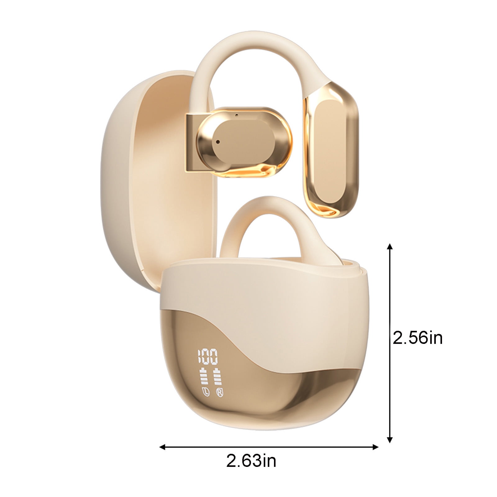 Uandlove Bluetooth Headset for Cell Phone,Wireless Bluetooth 5.4 with Microphone Open Ear Headphones 16H Open Ear Earbuds 14.2mm Drivers IPX5 HD Calls Suitable with Phones Tablet,Beige