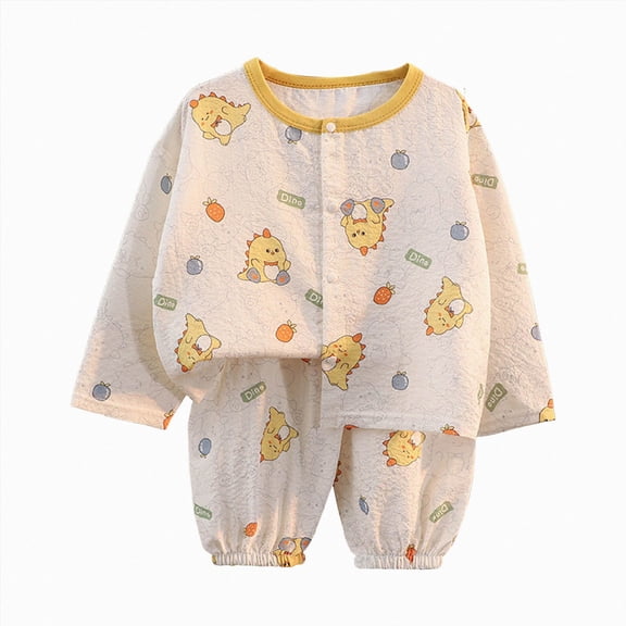 TOWED22 Toddler Boys Pajamas 2 Piece Long Sleeve Pjs Set Cotton Kids Fall Winter Sleepwear 6-12 Months 12-24 Months 2t 3t 4t 5t 6t 7t 8t 9t Children,Yellow,6-12 M