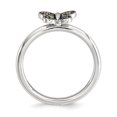 thumbnail image 2 of 925 Argent Sterling Marcassite Papillon Bague Empilable Pierre Précieuse, 2 of 7