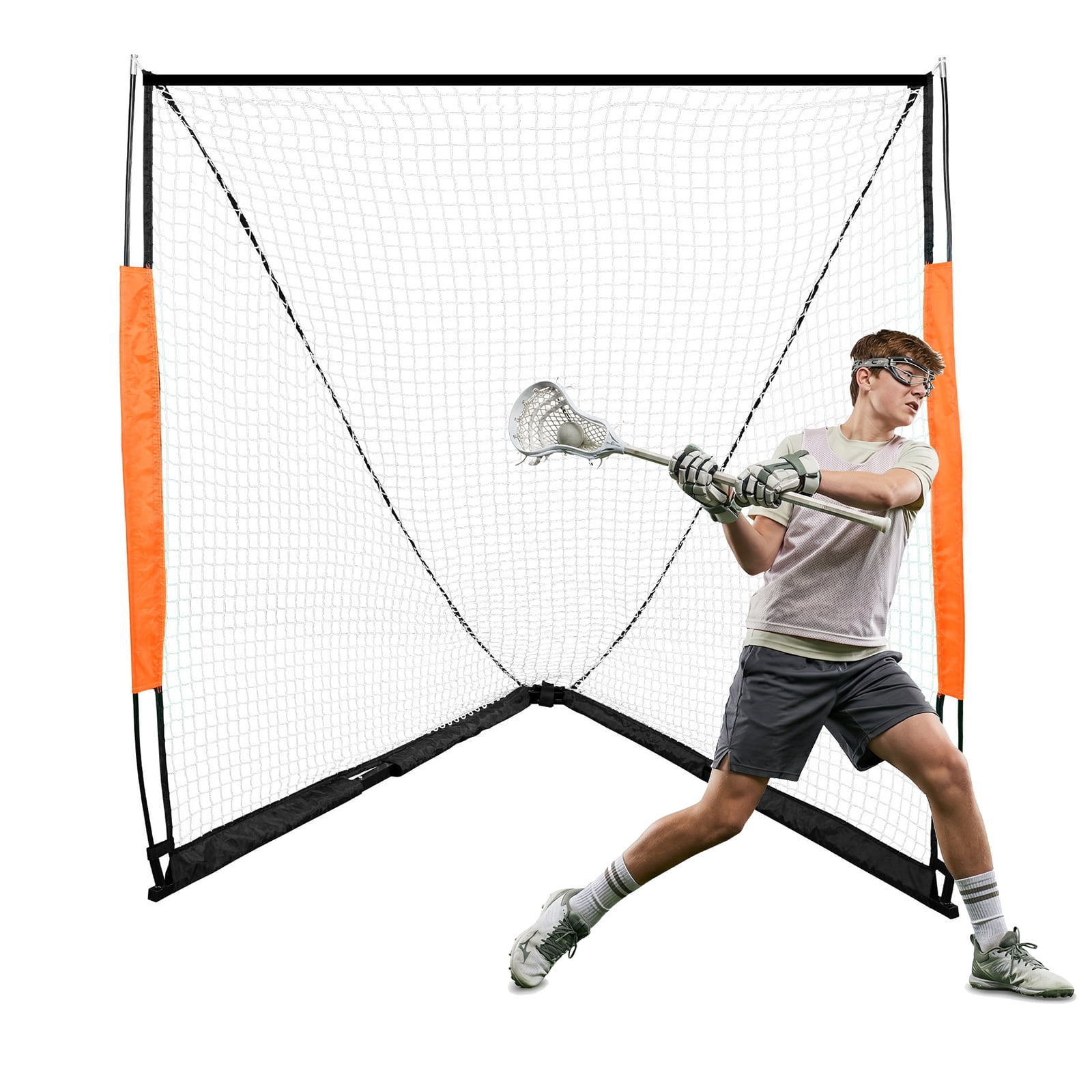 VEVOR Lacrosse Goal, 6' x 6' Lacrosse Net, Portable Lacrosse Goal with Carry Bag, Fiberglass Rod Backyard Lacrosse Training Equipment, Easy Setup Collegiate Goal, Perfect for Youth Adult Training