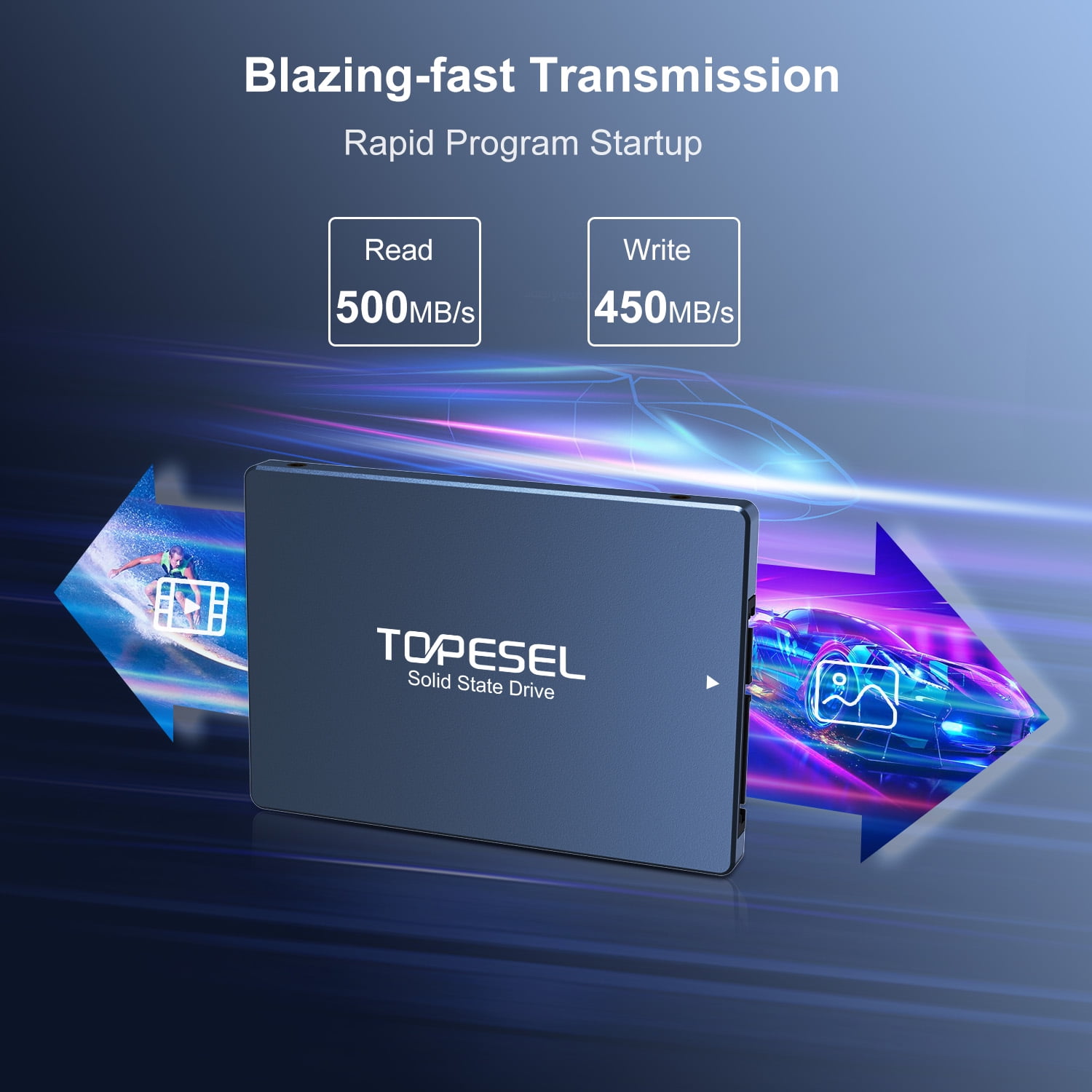 TOPESEL 512GB SATA III SSD Internal Solid State Drive 2.5” Up to 500MB/s SSD Hard Drive for PC Laptop