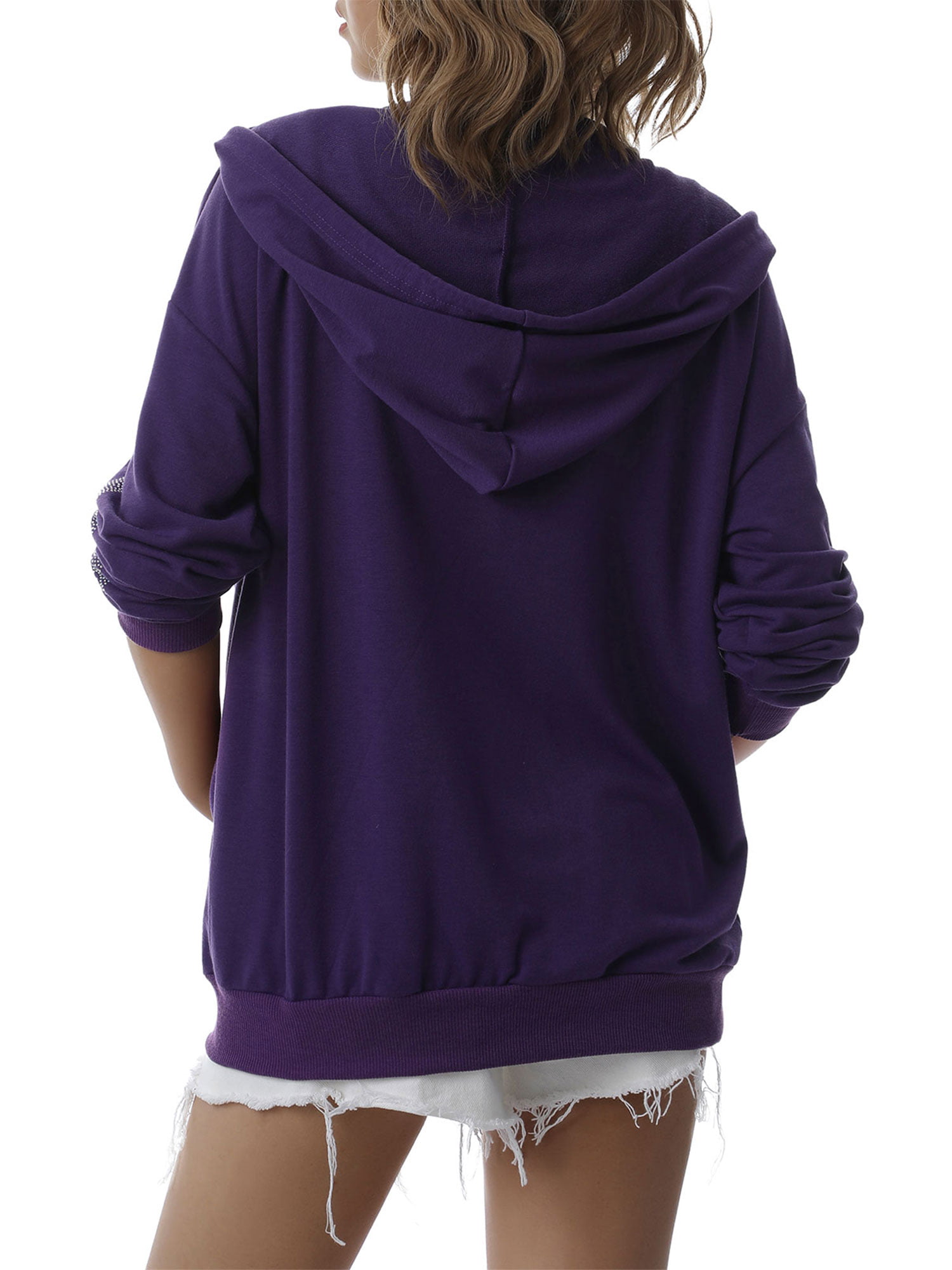 Women Hoodies Sweatshirt Skeleton Print Rhinestone Gothic Zip Up Hooded  Jacket Coat Halloween Streetwear - Walmart.com