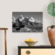 thumbnail image 3 of Cuadro lienzo foto en blanco y negro granero antiguo con montañas nevadas al fondo, paisaje rústico occidental horizontal en tela canvas, 3 of 7