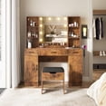 thumbnail image 2 of Vabches Modern Vanity Desk Set with Large Mirror and Stool, Large Makeup Table Set with 3 Drawers, 2 Cabinets & Storage Stool, Adjustable Lighting Colors, 2 of 9